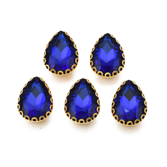 Шить на горный хрусталь, прозрачные стеклянные стразы, с настройками железного зубца, граненые, слеза