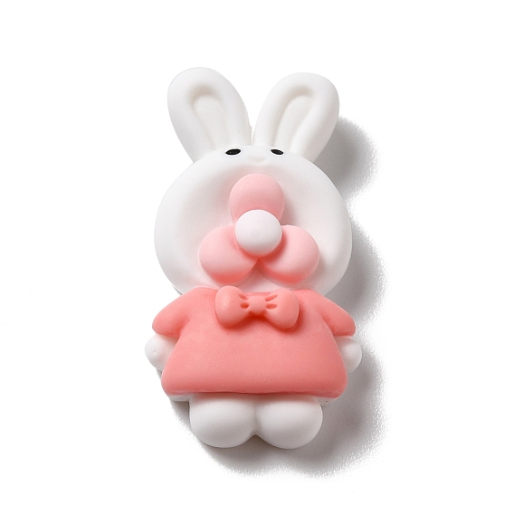 Opaque Resin Cabochons, Rabbit-shaped Mini Fan