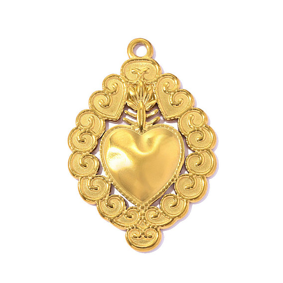 304 подвески из нержавеющей стали, очарование священного сердца, ионное покрытие (ip), долговечный