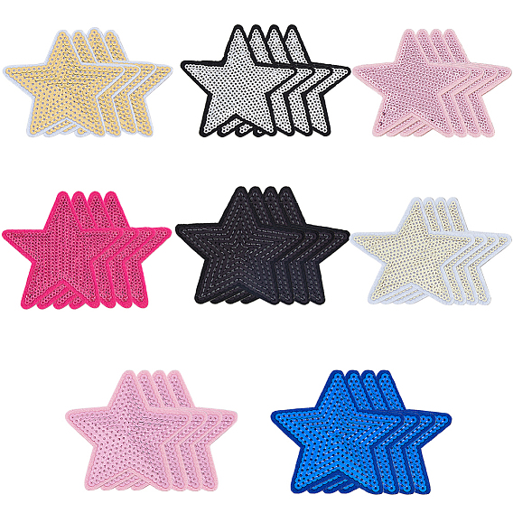 32шт 8цвета компьютерная вышивка ткань самоклеящиеся заплатки, наклеить патч, аксессуары для костюма, аппликация, звезда