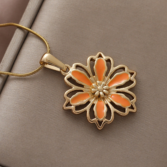 Женские ожерелья с подвеской в виде цветка апельсина из нержавеющей стали