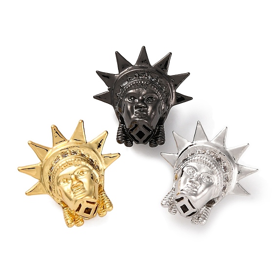 Латунь с кубиками циркония, леди свобода 3-т-образные бусины гуру, без кадмия и без свинца, долговечный