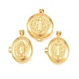 Религиозные латунные медальоны-подвески, без кадмия и без свинца, реальный 18 k позолоченный, стойки покрытие, долговечный, плоские круглые прелести