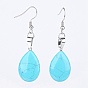 Natural & Synthetic Mixed Gemstone Dangle Earrings, with 304 Stainless Steel Earring Hooks, Drop