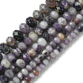 Brins de perles de sugilite naturelles, facette, rondelle