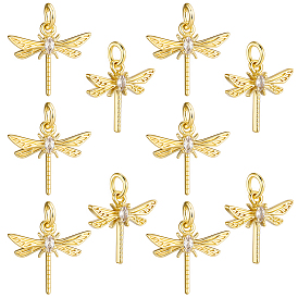 10 кулоны из латуни с прозрачным кубическим цирконием, с целью перехода в кольце, без кадмия и без свинца, стрекоза