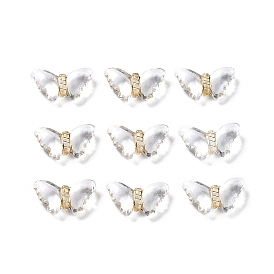 Plating Transparent Acrylic Beads, Golden Metal Enlaced, Butterfly