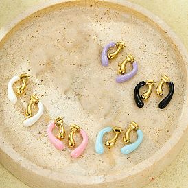 304 из нержавеющей стали серьги, с эмалью, реальный 18 k позолоченный