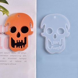 Halloween DIY Skull Pendant Silicone Statue Molds, Resin Casting Molds, For UV Resin, Epoxy Resin Jewelry Making