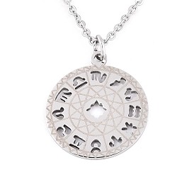 201 подвесные из нержавеющей стали ожерелья, с кабельными цепями, плоский круглый с созвездиями