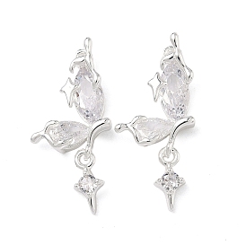 Подвески из латуни с прозрачным фианитом, звезды прелести