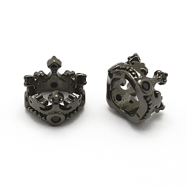 Латунные микро проложить класса AAA кубического циркония бусы, без кадмия, без никеля и без свинца, корона, бусины с большим отверстием