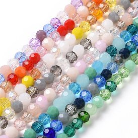 Glass Beads Strands, Faceted(32 Facets), Round