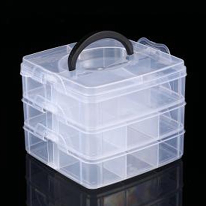 3-ярусные прозрачные пластиковые контейнеры для шариков, Чехол-органайзер с сетками и бусинами для рукоделия своими руками, бриллианты для ногтей, Хранение бисера, прямоугольные