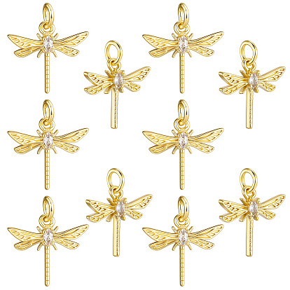 10 кулоны из латуни с прозрачным кубическим цирконием, с целью перехода в кольце, без кадмия и без свинца, стрекоза