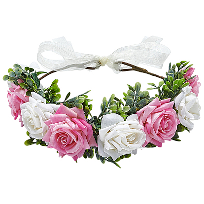 Тканевый свадебный венок на голову для женщин и девочек, с пластиковым искусственным цветком