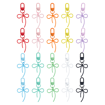 20 шт. 10 брелоки из цинкового сплава разных цветов, бантом, с поворотными застежками