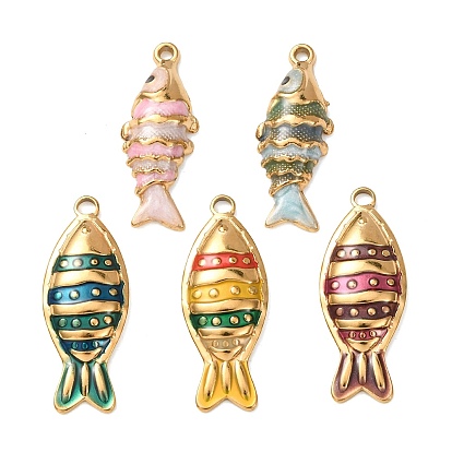 304 подвески из нержавеющей стали, с эмалью, рыбы прелести, реальный 18 k позолоченный, ионное покрытие (ip)