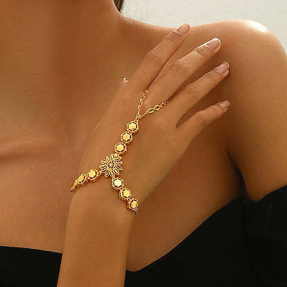 Роскошные латунные браслеты с геометрическими звеньями в ближневосточном стиле для женщин.