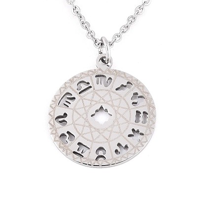 201 подвесные из нержавеющей стали ожерелья, с кабельными цепями, плоский круглый с созвездиями