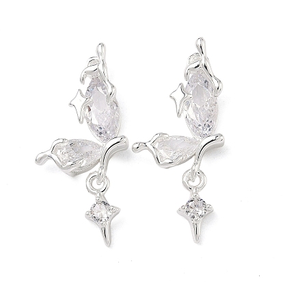 Подвески из латуни с прозрачным фианитом, звезды прелести