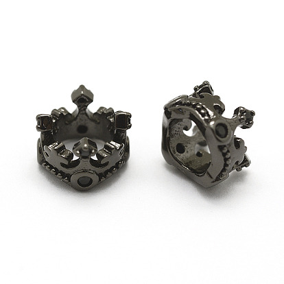 Латунные микро проложить класса AAA кубического циркония бусы, без кадмия, без никеля и без свинца, корона, бусины с большим отверстием