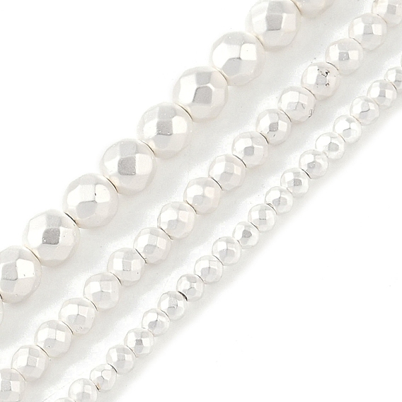 Гальванические нити из синтетических немагнитных гематитовых бусин, граненые круглые