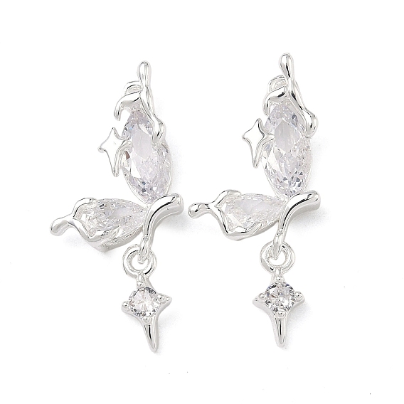 Подвески из латуни с прозрачным фианитом, звезды прелести