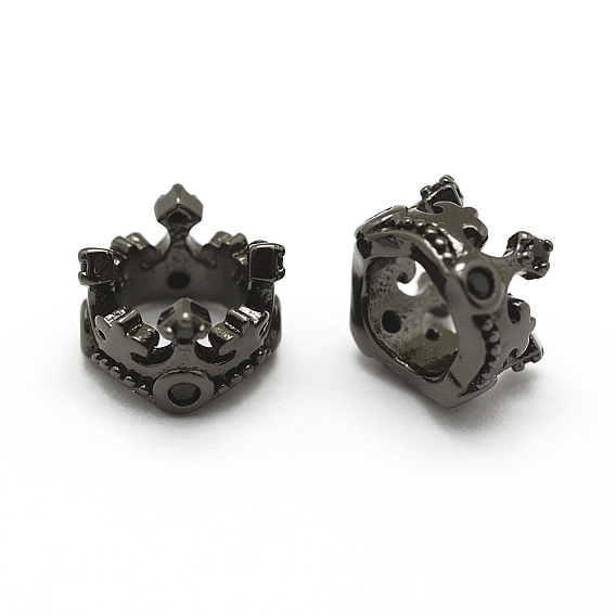 Латунные микро проложить класса AAA кубического циркония бусы, без кадмия, без никеля и без свинца, корона, бусины с большим отверстием