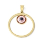 Vacuum Plating 304 Stainless Steel Resin Pendants, Golden, Ring Charms with Evil Eye