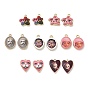 Printed Alloy Pendants, Flower/Oval/Heart Charms, Rack Plating, Cadmium Free & Nickel Free & Lead Free, Golden