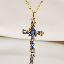 Australian antique copper plated 18K gold micro-paved zircon geometric pendant necklace women's niche necklace