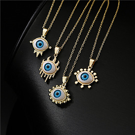 18K Gold Plated Lucky Geometric Eye Pendant Necklace for Women