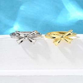 925 регулируемые кольца из серебра, бантом