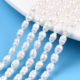 Natural Cultured Freshwater Pearl Beads Strands, Keshi Pearl Baroque Beads, Rice