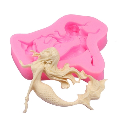 Food Grade Mermaid DIY Silicone Fondant Molds, Resin Casting Molds, for Chocolate, Candy Making