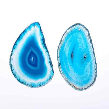 Natural Agate Slices Big Pendants, Dyed, Nuggets