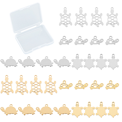 32 piezas 8 estilo 304 dijes de acero inoxidable, Corte con laser, tortuga