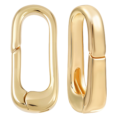 2Pcs Brass Spring Gate Rings, Oval