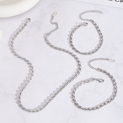 304 Наборы из цепочек, ожерелий и браслетов из нержавеющей стали для унисекс