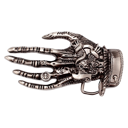 Zinc Alloy Enamel Buckles, Gothic Skull Skeleton Hand Belt Fastener, for Men's Belt