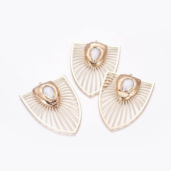 Жемчужные латунные большие кулоны, щит