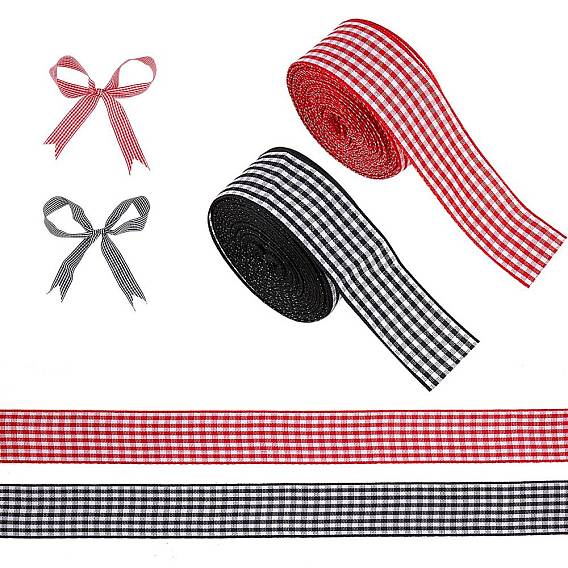 2 рулоны 2 цвета полиэфирной ленты, шотландка ленты