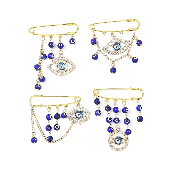 Булавки для килта из сплава синего сглаза со стразами, защитные броши из нержавеющей стали