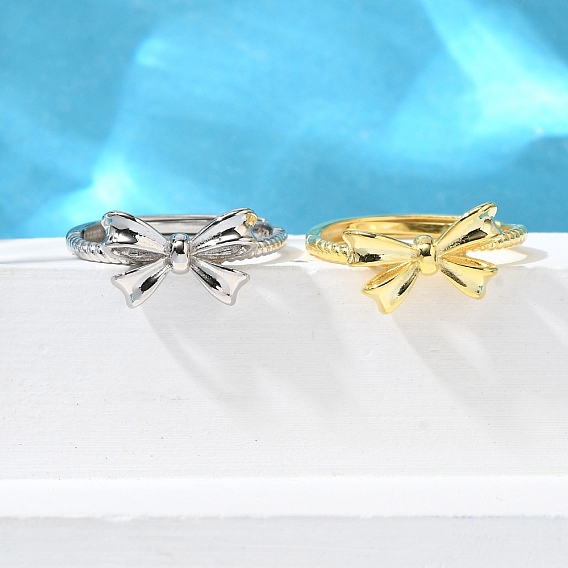 925 регулируемые кольца из серебра, бантом