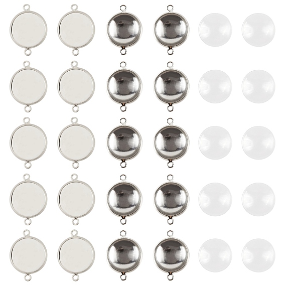 DIY Links Connectors Making Kits, with Transparent Glass Cabochons, Brass Cabochon Connector Settings