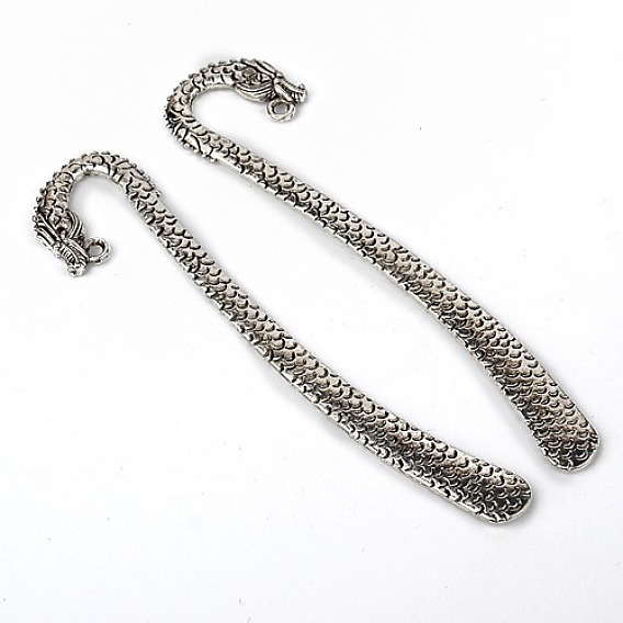 Alloy Bookmarks, Dragon, 122x26x3mm, Hole: 3mm