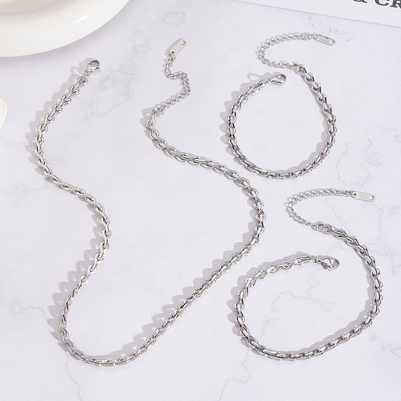 304 Наборы из цепочек, ожерелий и браслетов из нержавеющей стали для унисекс
