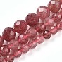 Природного кварца клубники нитей бисера, круглый с гранями