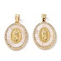 Латунные микропаве прозрачные подвески с фианитом, леди гваделупской чары, долговечный, овальные с рисунками " virgin mary"